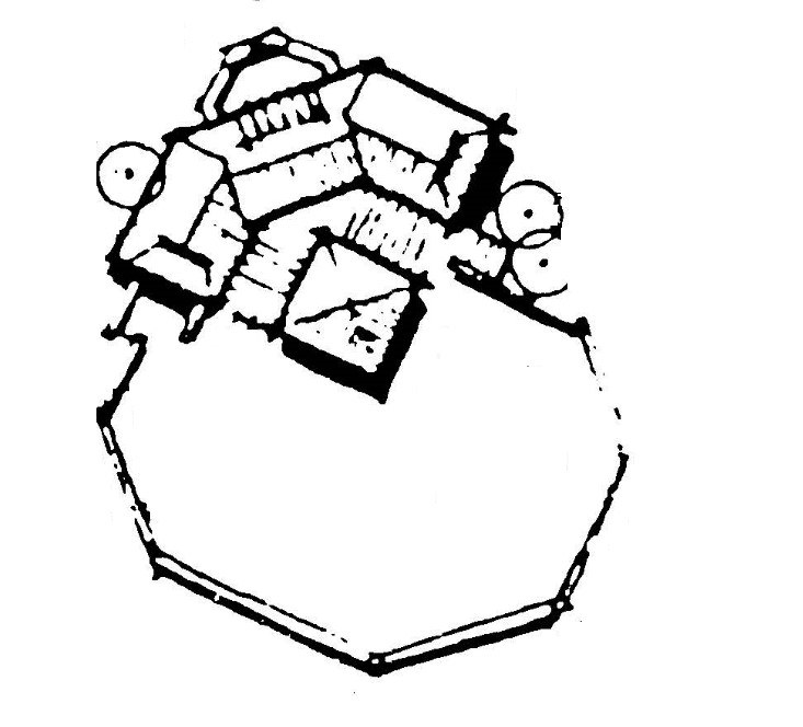 The original recreation-area drawing: a rough black-and-white scan with no labels or detail.